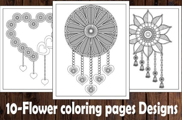 10-Flower Wall Hanging Coloring Pages