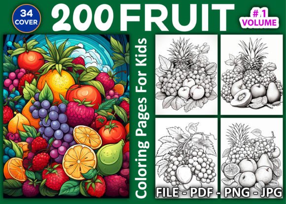 200 Fruit Coloring Pages for Kids V-1