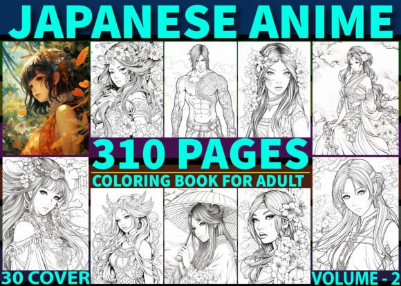 310 Japanese Anime Coloring Pages Adults