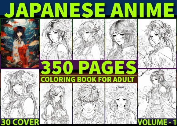 350 Japanese Anime Coloring Pages KDP