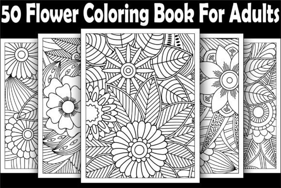50 Flower Coloring Book for Adults