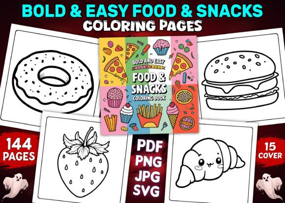 Bold Easy Food and Snacks Coloring Pages