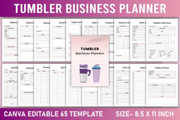 Editable Tumbler Business Planner Canva: Your All-in-One Tool for Launching and Scaling a Profitable Tumbler Brand