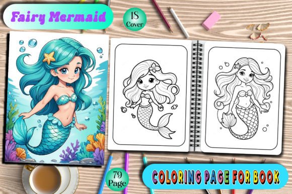Fairy Mermaid Coloring Book