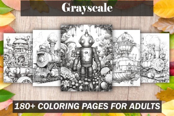 Grayscale Coloring Pages of Trains