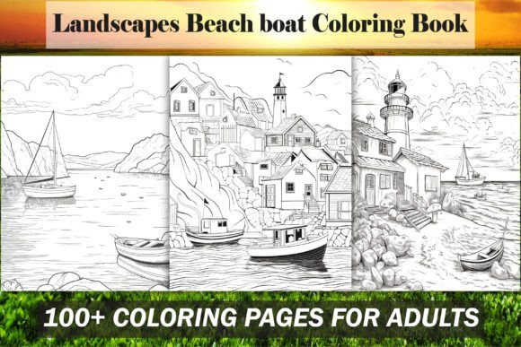 Landscapes Beach Boat Coloring Book