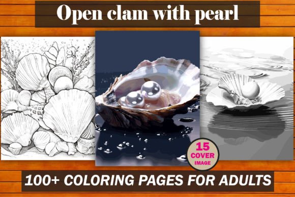 Open Clam with Pearl Coloring Book