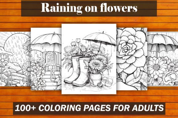 Raining on Flowers Coloring Page