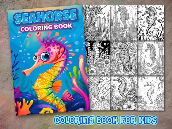 Seahorse Coloring Page and Coloring Book