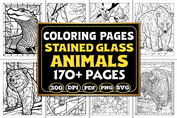 Stained Glass Animals Coloring Pages