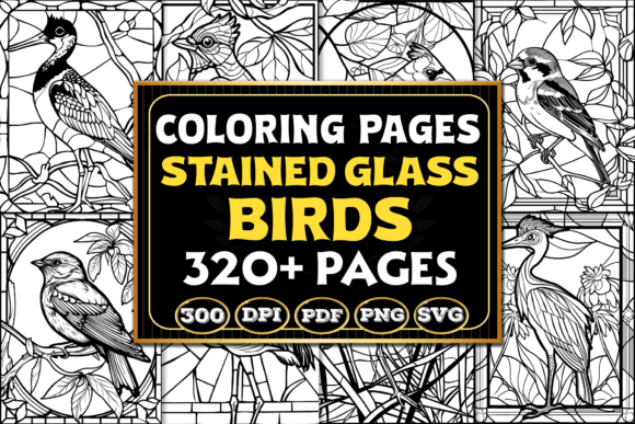 Stained Glass Birds Coloring Pages