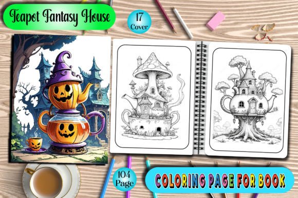 Teapot Fantasy House Coloring Page
