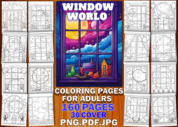 Unlock Creative Revenue with 160 Window World Coloring Pages Adults — Your All-in-One KDP Interior Solution