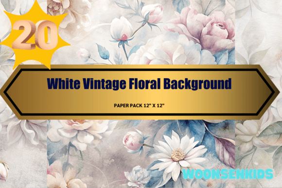 White Vintage Floral Background Watercolor PNG